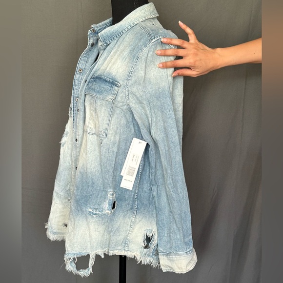 Hudson Jesns Distressed look, “Bijou” button up denim shirt - brand new!!! - Picture 5 of 11
